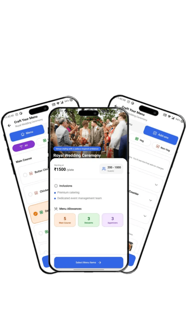 Utsava app home screen with event package and category cards